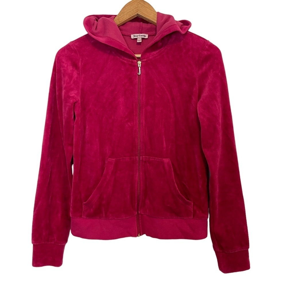 RARE Juicy Couture Vintage Velour Full Zip Hoodie track Jacket Y2K Spell out M - Picture 2 of 10